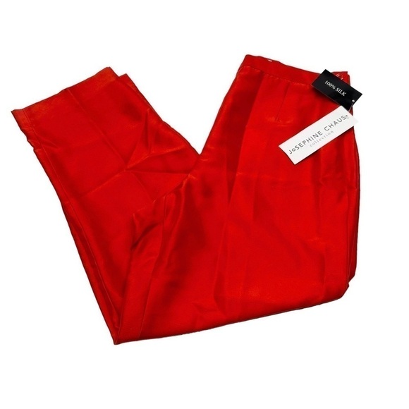 • NWT Josephine Chaus 100% Silk pants Red J21 - Picture 1 of 13